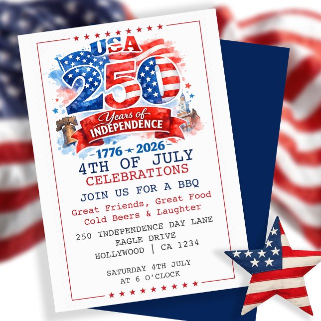 Invitation 250 Years of Independence 4th of July Party (250 Years of Independence 4th of July Party Invitation
by Ricaso. Special anniversary addition.)