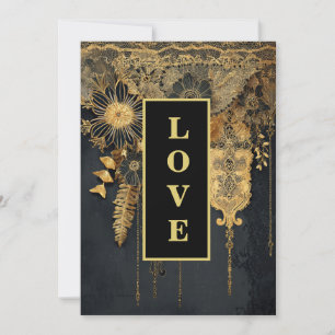 Invitation *~ 25 QR RSVP AR26 Gold Lace LOVE Mariage de luxe