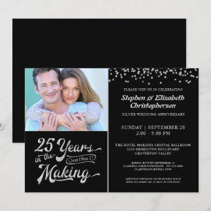 Invitation 25e anniversaire 25 ans dans la Confetti de fabric