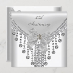 Invitation 25e Anniversaire Bijou à mâchoires en argent blanc