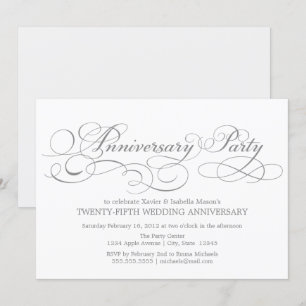 Invitation 25e anniversaire Blanc/argent