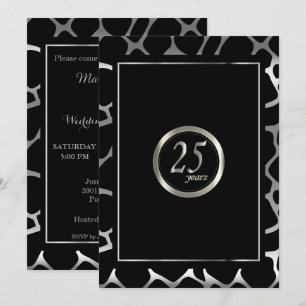 Invitation 25e anniversaire d'argent - Design de girafe