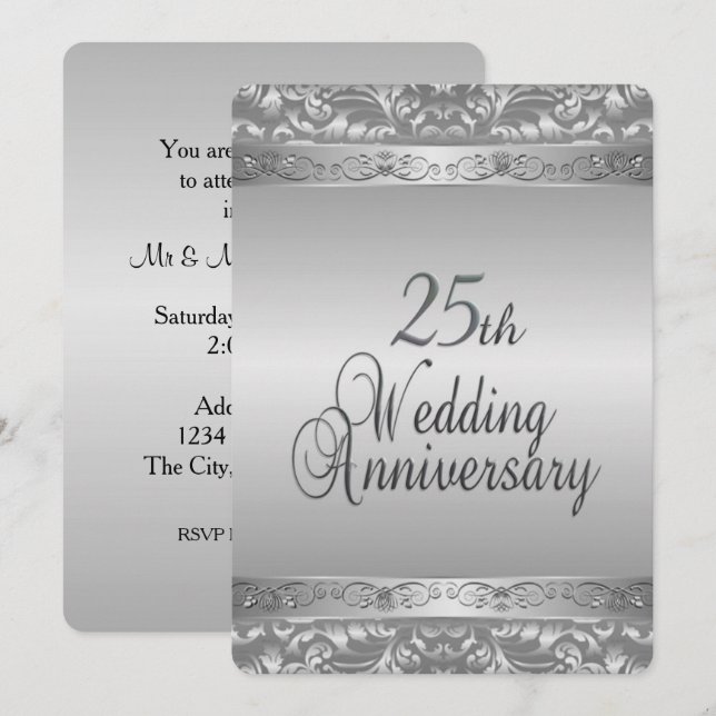 Invitation 25e anniversaire de mariage (Devant / Derrière)