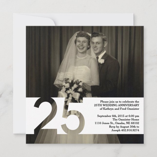Invitation 25e anniversaire de mariage 5.25 x 5.25 (Devant)