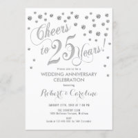 Invitation 25e anniversaire de mariage - Argent Bl