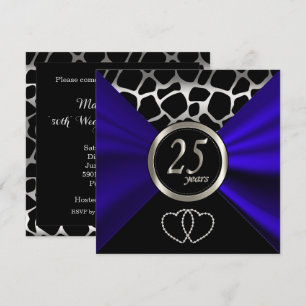 Invitation 25e anniversaire de mariage argent Motif girafe