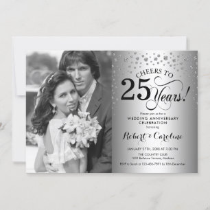 Invitation 25e anniversaire de mariage avec photo - Argent
