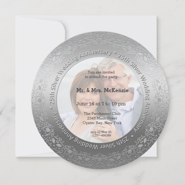 Invitation 25e anniversaire de mariage de noces d'argent (Devant)