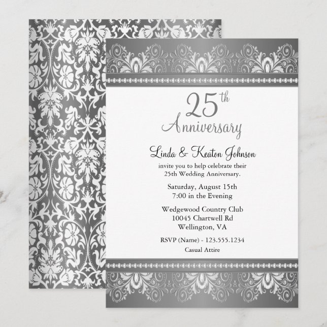 Invitation 25e anniversaire de mariage | fait maison (Devant / Derrière)