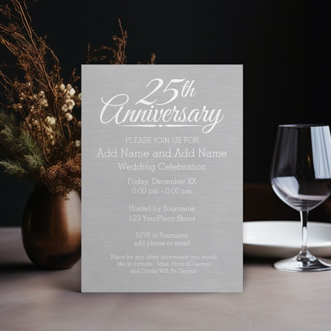 Invitation 25e Anniversaire de Mariage Personnalisé (25th Wedding Anniversary Invitation - download option available)
