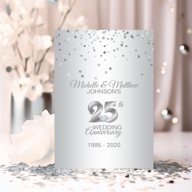 Invitation 25e anniversaire de mariage personnalisé Argent (Personalized 25th Silver Wedding Anniversary Invitation)