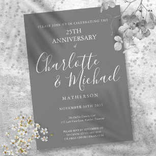 Invitation 25e Anniversaire de Mariage Signature Script Argen
