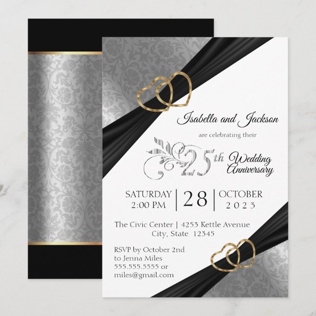 Invitation 25e anniversaire du coeur d'argent (Devant / Derrière)