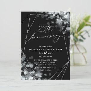 Invitation 25e anniversaire du Mariage Black & Silver
