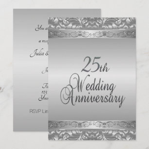 Invitation 25e anniversaire du Mariage d'argent