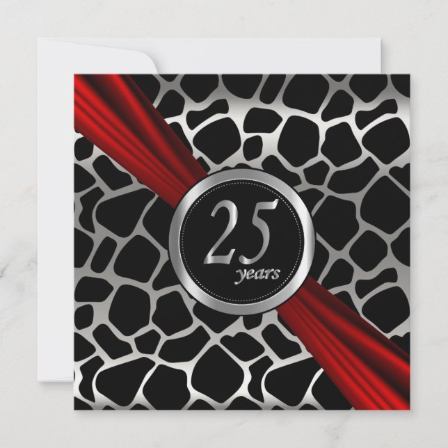 Invitation 25e anniversaire du Mariage d'argent exotique (Devant)