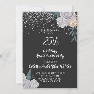 Invitation 25e anniversaire du Mariage de la Parties scintill