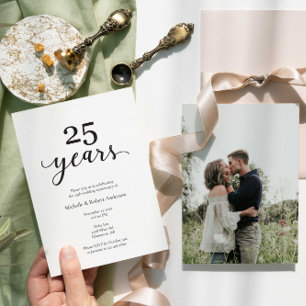 Invitation 25e anniversaire du mariage Élégant minimaliste ph