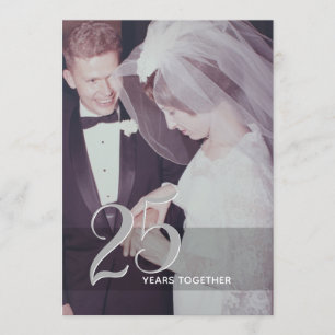 Invitation 25e anniversaire du Mariage et photo - gris argent