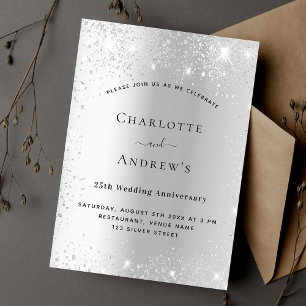 Invitation 25e anniversaire du mariage étincelles d'argent