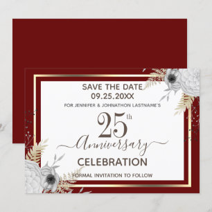 Invitation 25e anniversaire du Mariage Floral Enregistrer la 