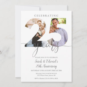 Invitation 25e anniversaire du Mariage moderne 2 photo