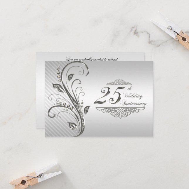 Invitation 25e anniversaire du Mariage RSVP (Devant/Arrière en situation)