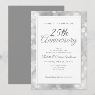 Invitation 25e anniversaire du Mariage Surprise   Silver Boke