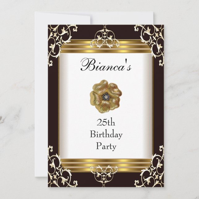 Invitation 25e anniversaire Elegant Black Gold Jew (Devant)