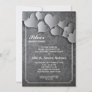 Invitation 25e anniversaire mariage d'argent