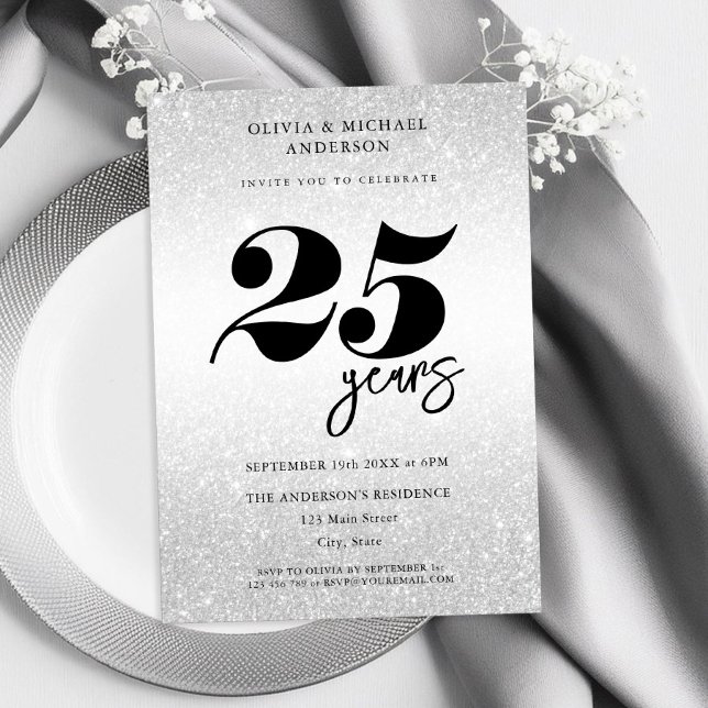 Invitation 25e anniversaire Mariage d'argent moderne (Créateur téléchargé)