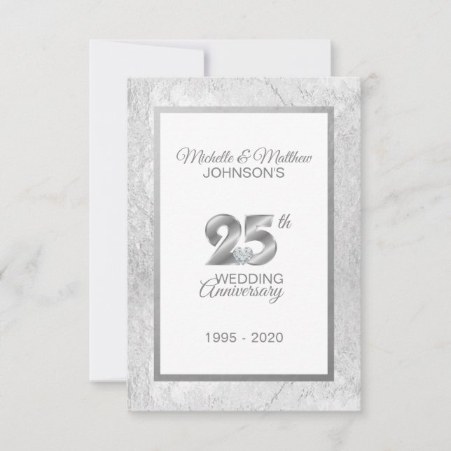 Invitation 25e anniversaire Mariage d'argent personnalisé (Devant)