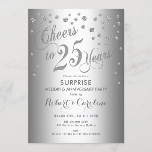 Invitation 25e anniversaire Mariage de surprise - Argent