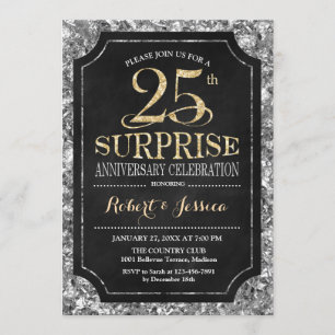 Invitation 25e anniversaire Mariage de surprise - Gold d'arge