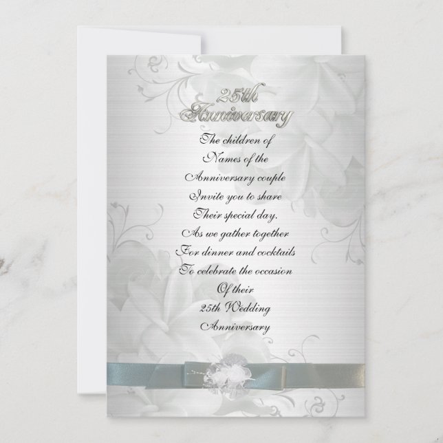 Invitation 25e anniversaire pour l'invitation des parents (Devant)