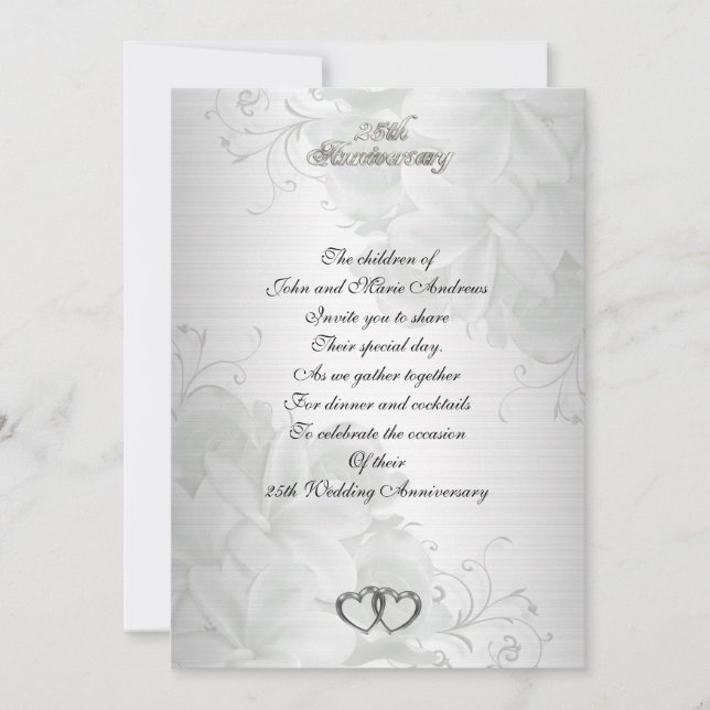 Invitation 25e anniversaire pour l'invitation des parents (Devant)