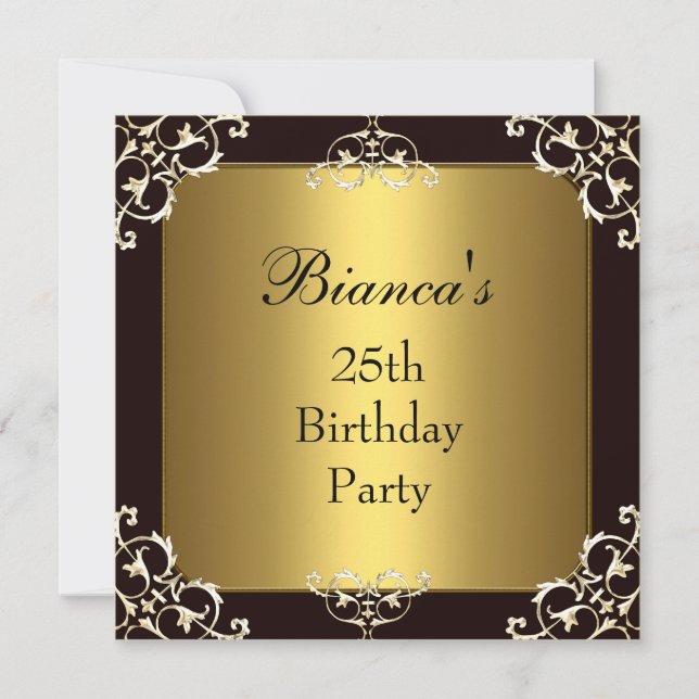 Invitation 25e fête d'anniversaire Black Gold Elit (Devant)