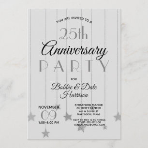 Invitation 25e Fête de l'événement personnalisé pour les Noce