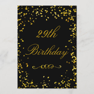 Invitation 29e anniversaire Glamour Gold Confetti