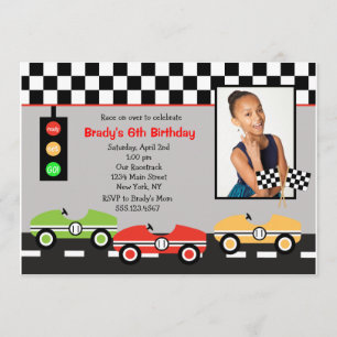 Invitation 2 d'anniversaire de Racecar Brithday de