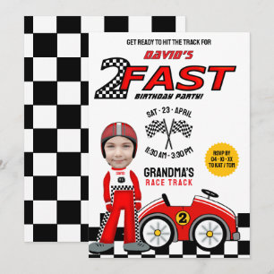 Invitation 2 Fête d'anniversaire rapide - Pilote de voiture d
