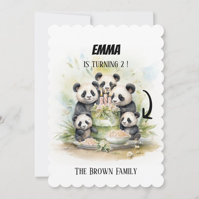 Invitation 2 Parents 3 Enfants - Aquarelle Famille Anniversai (Devant)