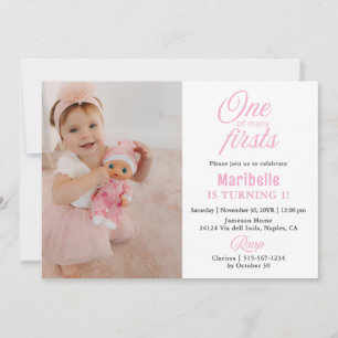 Invitation 2 Photo 1er anniversaire fille mignonne Une des no