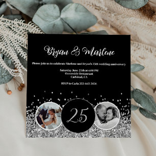 Invitation 2 Photo Anniversaire du Mariage Argent