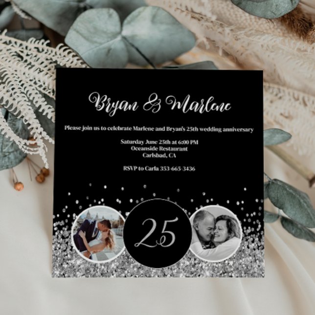 Invitation 2 Photo Anniversaire du Mariage Argent (Créateur téléchargé)