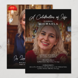 Invitation 2-Photo Célébration de la vie / Funérailles / Mémo