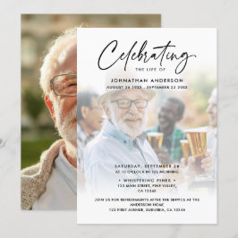 Invitation 2-Photo Célébration de la vie / Funérailles / Mémo