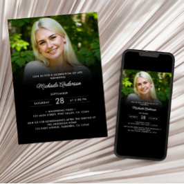 Invitation 2-Photo Célébration de la vie / Funérailles / Mémo