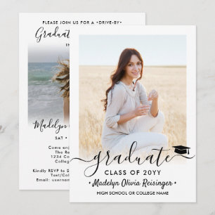 Invitation 2 Photo Drive-By Graduation Parade Simple Moderne