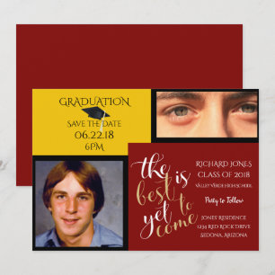 Invitation 2 PHOTO et CHOISISSEZ COULEUR Jaune Rouge Diplômé
